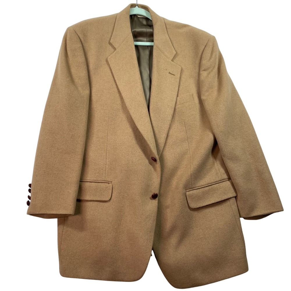 Vintage Van Picone Camel Hair Sport Coat Mens 44L Tan Classic Blazer Jacket‎